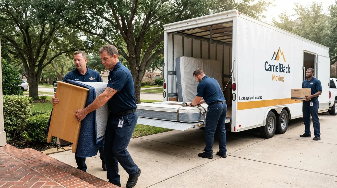 Crew loading residential truck for cross-state move from Greybull, WY