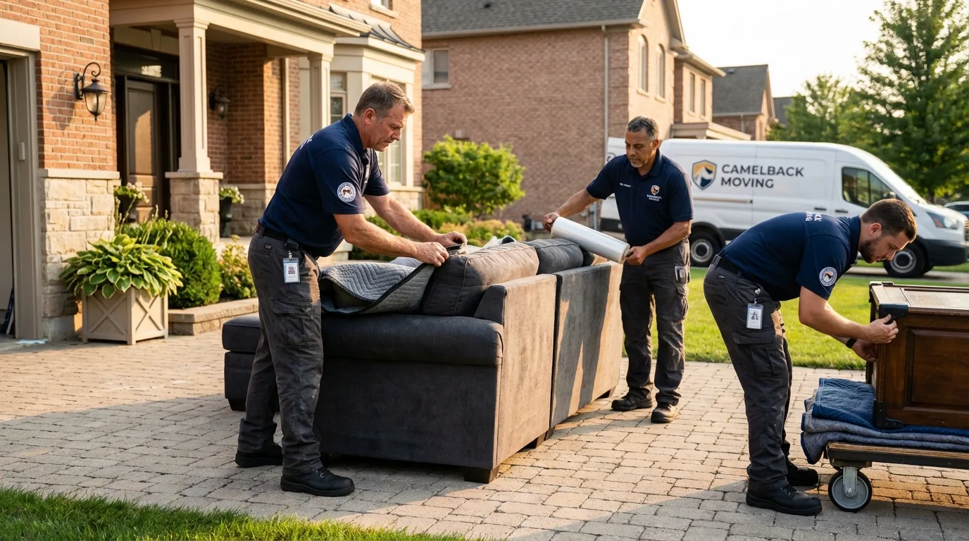 Large estate moving crew wrapping furniture in Greybull, WY